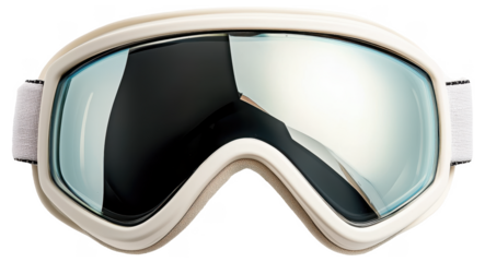 PNG Ski goggles with reflective lenses and white frame
