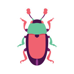 Vector Scarab Beetle Bug Insect Cartoon Illustration Isolated