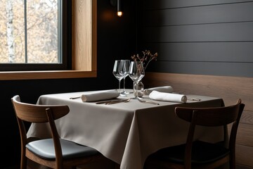 rustic dining decor, a cozy dining space adorned in cocoa mocha shades, enhanced with sepia table linens and vintage wooden chairs