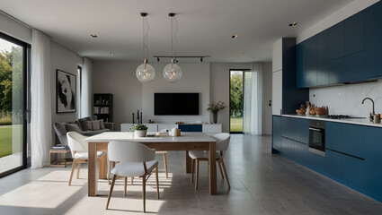 Fototapeta premium Illustration of a beautiful minimalist modern house