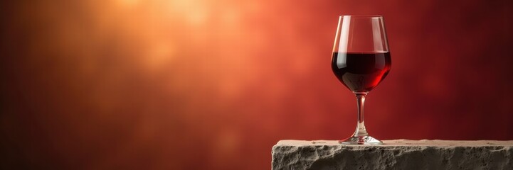 Elegant red wine glass against a warm, blurred background, perfect for promoting dining experiences, events, or wine-related content.