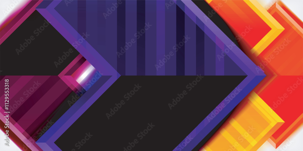 Poster Arrow symbols created with 3d effects and line texture geometric abstract background