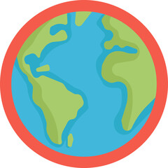 Geographic Earth Symbol: An abstract, cleanly designed icon of Earth, emphasizing its round shape with simplified outlines of continents and oceans.
