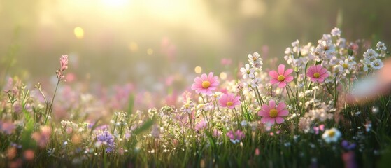Obraz premium Summer Meadow Pastel Wildflowers