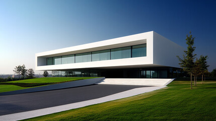 Modern White House Exterior  Minimalist Architecture  Luxury Home Design