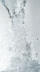 Pouring water with bubbles and splashes.