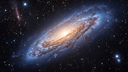 Fototapeta premium Mesmerizing Spiral Galaxy NGC 3521: A Cosmic Dance of Light and Dust