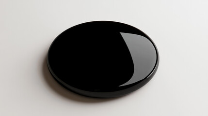 Shiny Black Round Disc  Abstract Background  Minimalist Design  Circular Object  Empty Spa