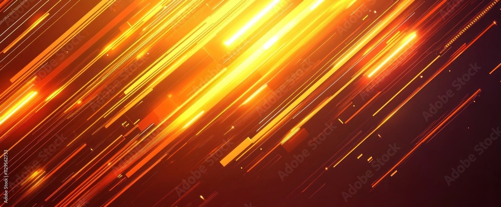 Poster abstract background with diagonal orange and yellow light streaks.