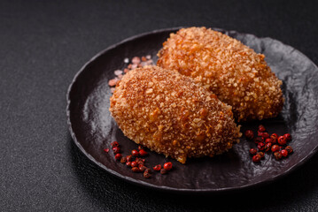 Delicious fresh cutlet or meatball Kiev style with filling