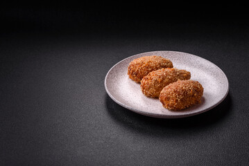 Delicious fresh cutlet or meatball Kiev style with filling