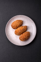 Delicious fresh cutlet or meatball Kiev style with filling