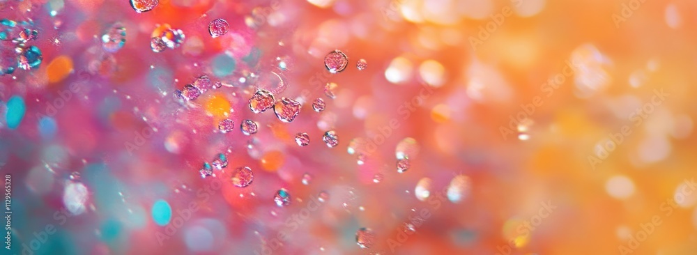 Poster Abstract colorful background with water drops and bokeh effect.