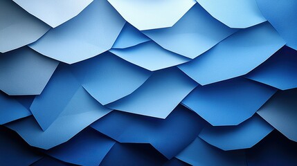 Abstract blue paper layers creating a textured pattern with varying shades and forms