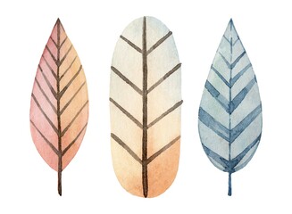 A beautiful collection of multicolored decorative leaves, perfect for modern and artistic designs that feature natural elements in various hues.