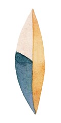 Handcrafted watercolor leaf-shaped illustration with earthy tones of blue, gold, and cream. Ideal for nature-inspired decor, branding, or abstract art projects.