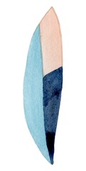 Hand-painted watercolor abstract shape inspired by a leaf, blending soft blue and beige tones. Ideal for modern decor, branding, stationery, and creative projects.