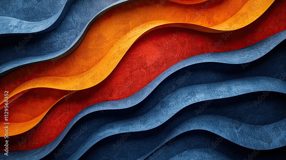 Poster colorful abstract waves create dynamic visual texture in layered design on a vibrant background