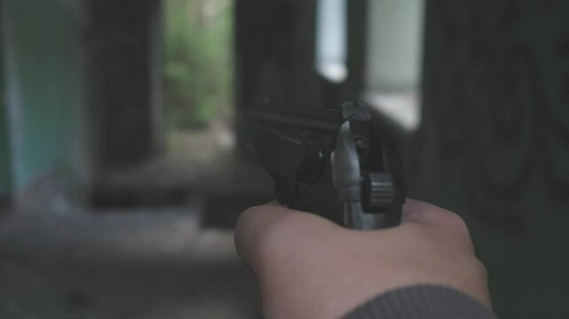 gun in an abandoned building 4k