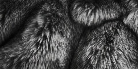 Obraz premium Fur texture close-up, soft, luxurious, black and gray tones, intricate patterns, natural elegance, high-quality material