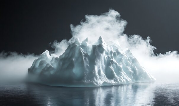 Majestic Iceberg Enveloped In Misty Arctic Atmosphere