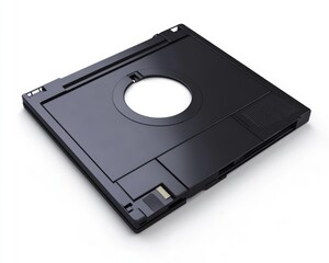 Vintage 3D Rendering of a 3.5 Inch Magnetic Disk, Isolated on White, Evoking Nostalgia for Classic Computer Memory Storage