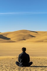 Psychological effects of solitude illustrated through an isolated figure amidst a boundless, desolate terrain.