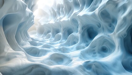 Obraz premium A blue and white image of a frozen landscape with a tunnel in the middle