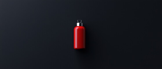 Obraz premium 3d rendering of a red cylindrical object with a silver cap on top. the object appears to be made of plastic or a similar material and is standing upright on a black background.