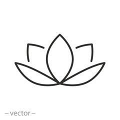 lotus flower icon, thin line symbol on white background - editable stroke vector illustration eps10