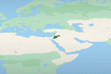 Obraz premium Jordan highlighted on a detailed map, geographic location of Jordan.
