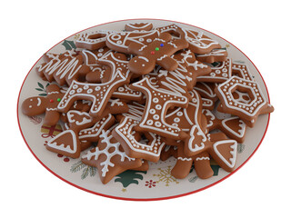 3D rendered Christmas cookies isolated on transparent background