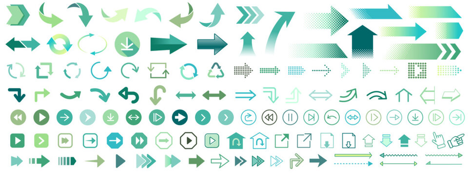 ブルーの矢印アイコンセット（やじるし）