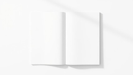 Minimalist and elegant magazine mockup design with white background and natural shadow, paper, shadow