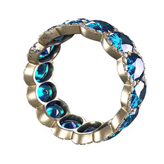 3D rendered elegant ring with gemstones isolated on transparent background