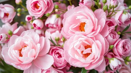 Fototapeta premium Pink peony flowers in full bloom creating a delicate and elegant background, delicate, soft