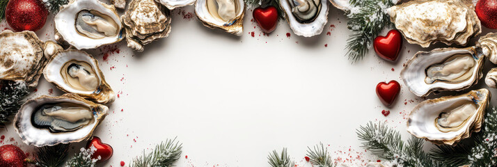 Valentine day themed oyster bar menu design with romantic elements