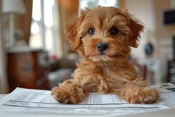 Tax Preparation with a Furry Friend: Accountant and Adorable Puppy in Action