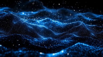 Fototapeta premium Captivating blue waves with sparkling lights creating a serene underwater atmosphere