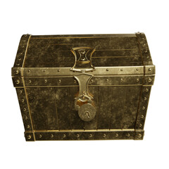 3D rendered golden treasure chest isolated on transparent background