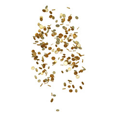 3D rendered floated golden coins isolated on transparent background 