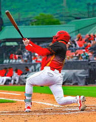 black and orange baseball player