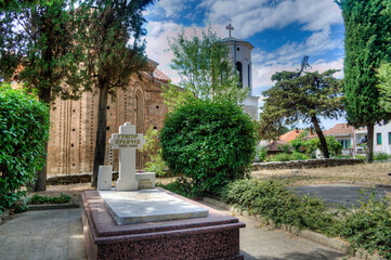The grave of Grigor Prlicev  (famous writer) born in Ohrid 1830 can be found behind the Church of St Bogorodica Perivleptos in old town.