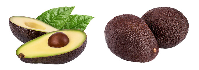 avocado half isolated on white background close up