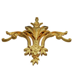 3D rendered golden ornament isolated on transparent background