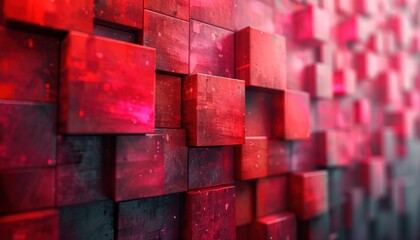 A wall made of red blocks with a black border
