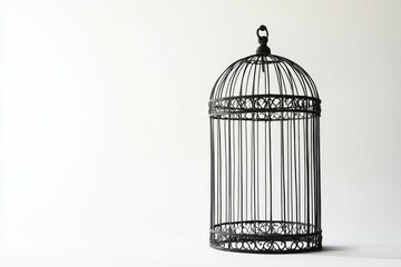 Minimalist Open Birdcage Silhouette White Background