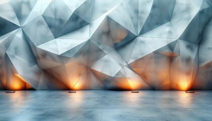 A large wall with a lot of triangles and a lot of light