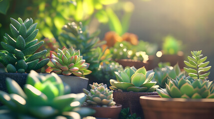 A Lush Display of Succulent Plants Highlighting Their Unique Shapes and Colors in a Natural Setting