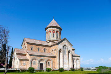 Temple of Saint Nina in the Bodbe Monastery. Georgian Orthodox monastic complex. Pilgrimage sites in Georgia. Travel destination. High quality photo
